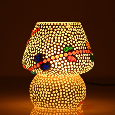 AFAST Decorative Colourful Glass Mosaic Table Lamp Table Lamp(16 cm, Beige)