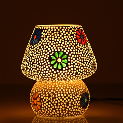 AFAST Decorative Colourful Glass Mosaic Table Lamp Table Lamp(16 cm, White)