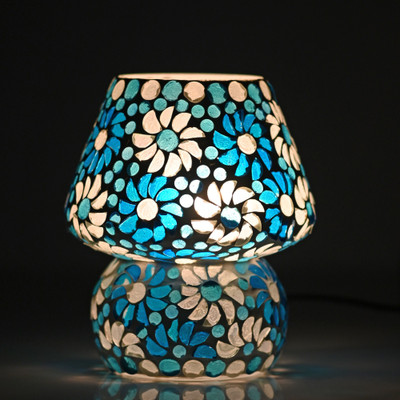 AFAST Decorative Colourful Glass Mosaic Table Lamp Table Lamp(16 cm, Blue)