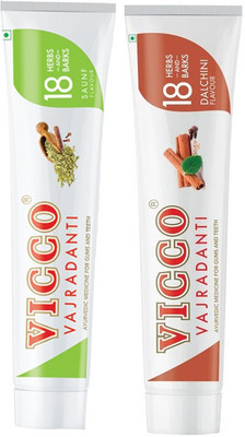 VICCO VAJRADANTI PAST IN SAUNF FLAVOUR 160G & DALCHINI FLAVOUR 160G (160G+160G) Toothpaste(320 g, Pack of 2)