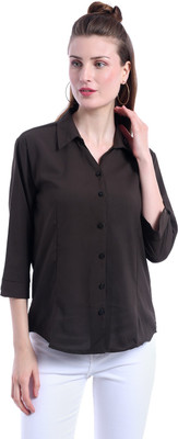 SHANAYA MODA Women Solid Casual Brown Shirt