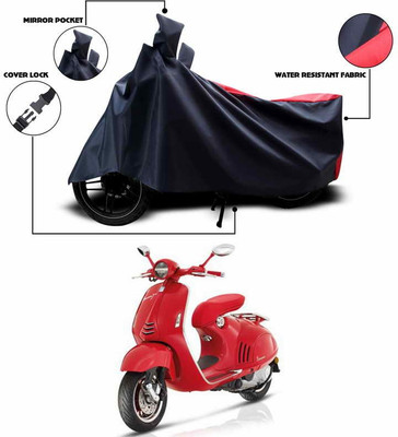 SEBONGO Waterproof Two Wheeler Cover for Vespa(Red, Black)