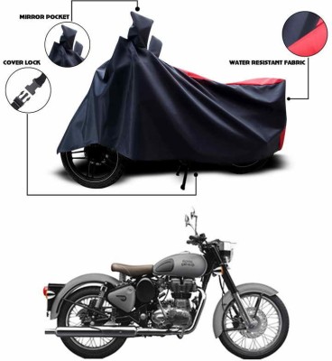 SEBONGO Two Wheeler Cover for Royal Enfield(Bullet 350, Red, Black)