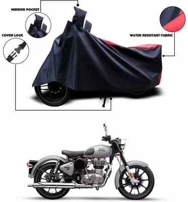 SEBONGO Two Wheeler Cover for Royal Enfield(Bullet 350, Red, Black)
