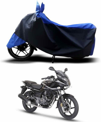 SEBONGO Two Wheeler Cover for Bajaj(Pulsar 220 DTS-i, Black, Blue)