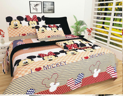 LAPADI MAKEOVERS 0 TC Polycotton Double 3D Printed Flat Bedsheet(Pack of 1, Multicolor)