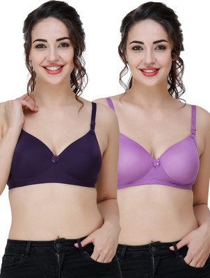 COLLEGE GIRL Comfertable and Soft Against Skin Women T-Shirt Heavily Padded Bra(Dark Blue, Purple)