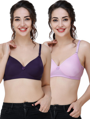 COLLEGE GIRL Comfertable and Soft Against Skin Women T-Shirt Heavily Padded Bra(Dark Blue, Purple)