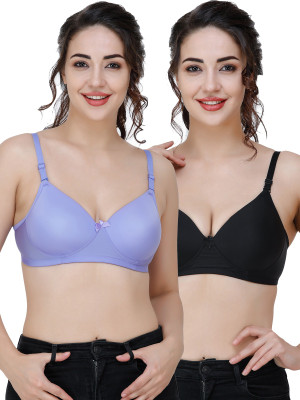 COLLEGE GIRL Comfertable and Soft Against Skin Women T-Shirt Heavily Padded Bra(Light Blue, Black)