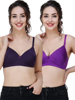 COLLEGE GIRL Comfertable and Soft Against Skin Women T-Shirt Heavily Padded Bra(Dark Blue, Purple)
