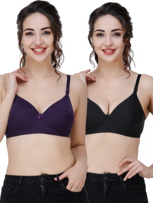 COLLEGE GIRL Comfertable and Soft Against Skin Women T-Shirt Heavily Padded Bra(Dark Blue, Black)