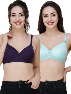 COLLEGE GIRL Comfertable and Soft Against Skin Women T-Shirt Heavily Padded Bra(Dark Blue, Light Blue)