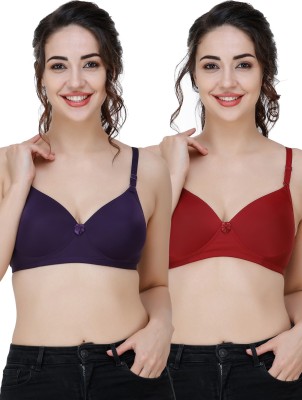 COLLEGE GIRL Comfertable and Soft Against Skin Women T-Shirt Heavily Padded Bra(Dark Blue, Maroon)