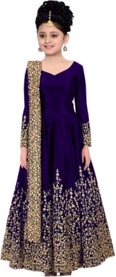 MF Retail Silk Blend Embroidered Gown/Anarkali Kurta & Bottom Material