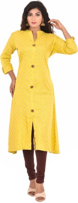 DIVA FASHIONS Women Printed A-line Kurta(Yellow)