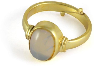 PARTH GEMS White Opal Stone Panchdhatu Adjustable Ring for Men Zinc, Silver, Copper, Metal, Nickel Opal Gold Plated Ring