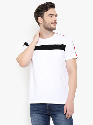 GLITO Solid Men Round Neck Red, White, Black T-Shirt
