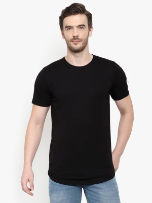 GLITO Solid Men Round Neck Black T-Shirt