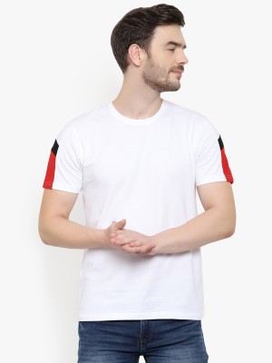 GLITO Colorblock Men V Neck Red, White, Black T-Shirt