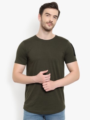 GLITO Solid Men Round Neck Green T-Shirt