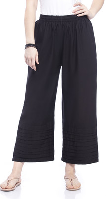 A R SILK Regular Fit Women Black Trousers
