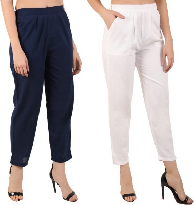 SVK Etail Regular Fit Women Dark Blue, White Trousers