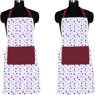 AIRWILL Cotton Home Use Apron - Free Size(Maroon, Pack of 2)