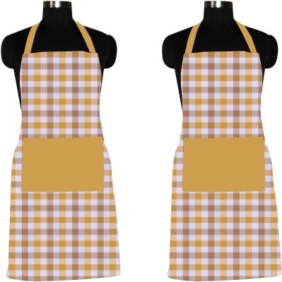 AIRWILL Cotton Home Use Apron - Free Size(Yellow, Grey, Pack of 2)