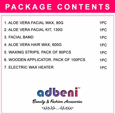 adbeni Complete Waxing Combo Kit With Facial Kit, (GC-1278), Pack of 7(7 Items in the set)