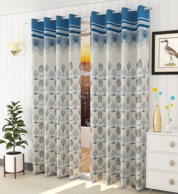 LaVichitra 274.4 cm (9 ft) Jacquard Room Darkening Long Door Curtain (Pack Of 2)(Self Design, Blue)