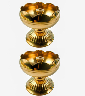 Skywalk Brass (Pack of 2) Table Diya Set(Height: 1.5 inch)