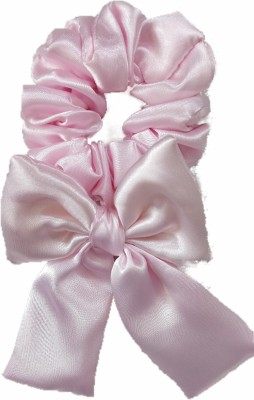 IBDA Baby Pink Glossy Silk Bow Knot, Bow Tie , Secured with Elastic , Head Band, Accessories( Pack of 02). Rubber Band(Pink)