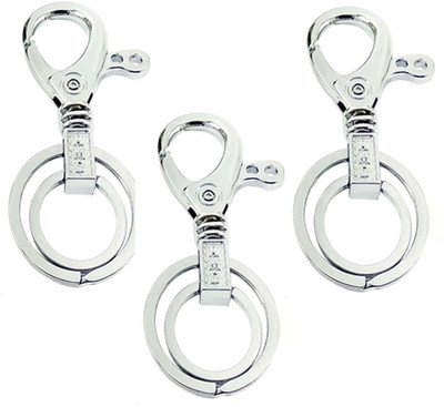 KYP Fashion Full Metal Imported Silver Locking Hook Key chain Keyring Carabiner Combo (pack of 3pcs) Key Chain