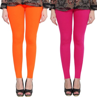 Clarita Ankle Length Western Wear Legging(Orange, Pink, Solid)