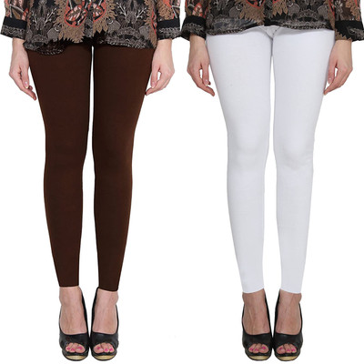Clarita Ankle Length Western Wear Legging(Brown, White, Solid)