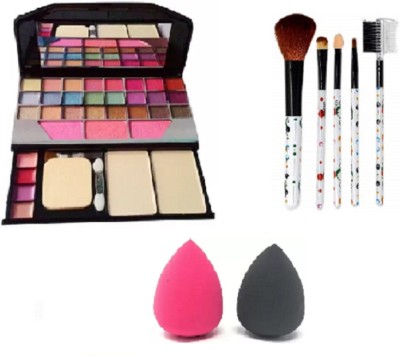 Shrijaa Beauty 6155 Makeup Kit TYA With 5 pieces Makeup Brush Set & 2 Pieces Glam Sponge Puff