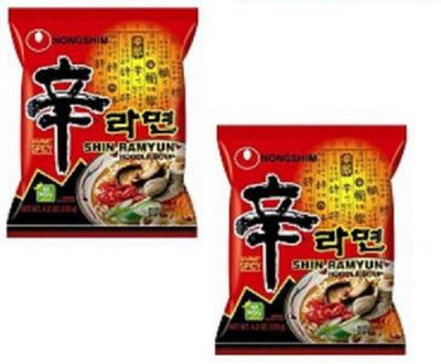 Nongshim Shin Ramyun Noodle Soup-120 gm (Pack of 2) (Imported) Instant Noodles Vegetarian(2 x 120 g)