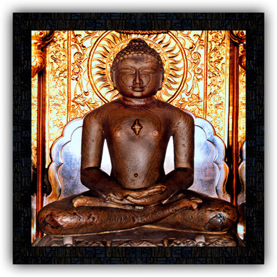 Poster N Frames framed poster of Mahavir Swami 20652 Digital Reprint 14 inch x 14 inch Painting(With Frame)