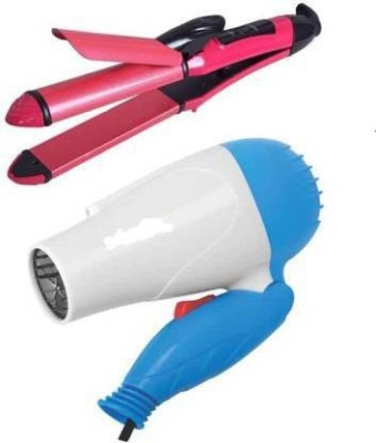 SkinOza Combo Of 2 In 1 Hair Curler Straightener With Hi Pressure Hair Dryer 1000Wt(2 Items in the set)