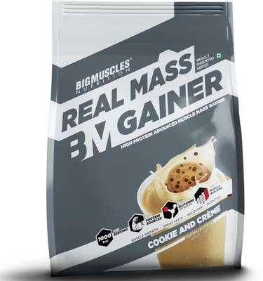 BIGMUSCLES NUTRITION Real Mass Gainer, Lean Whey Protein Muscle Mass Gainer, 1000 Calories Per Serving Weight Gainers/Mass Gainers