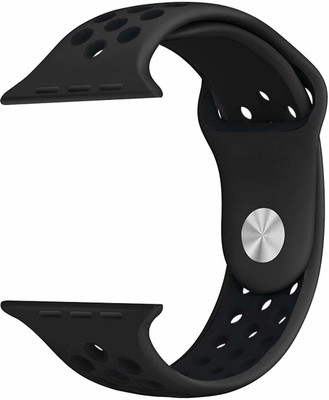 Juberous Soft Silicone Sport 42mm/44mm/45mm Black and Black Air Hole Smart Watch Strap(Black, Black)