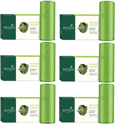 BIOTIQUE Pack of 6 Bio Basil And Parsley Revitalizing Body Soap, 150g ( For All Skin Types )(6 x 25 g)