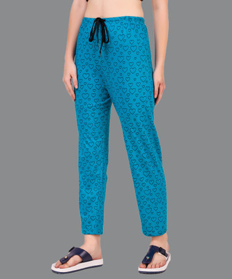 TRYCLO Printed Women Light Blue Track Pants