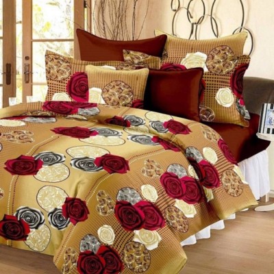 SHAPHIO 120 TC Microfiber Double Floral Flat Bedsheet(Pack of 1, Multicolor)