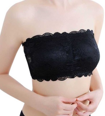 DHRUV TEX Women Bandeau/Tube Lightly Padded Bra(Black)