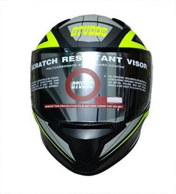 STUDDS HELMET THUNDER D4 MATT BLACK N5 YELLOW Motorbike Helmet(Black, Green)