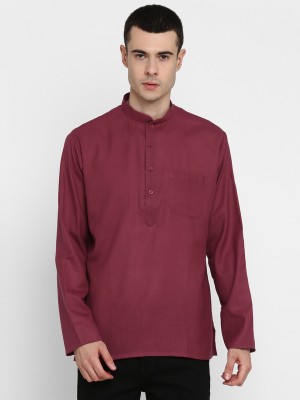 Royal Kurta Men Solid Straight Kurta(Maroon)