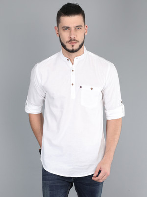 Asian & Fitch Men Solid Straight Kurta(White)