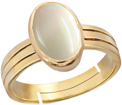 PARTH GEMS OPAL Stone Panchdhatu Adjustable Ring for Men Copper Opal Gold Plated Ring