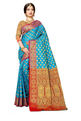 jayant creation Printed Banarasi Silk Blend Saree(Multicolor)